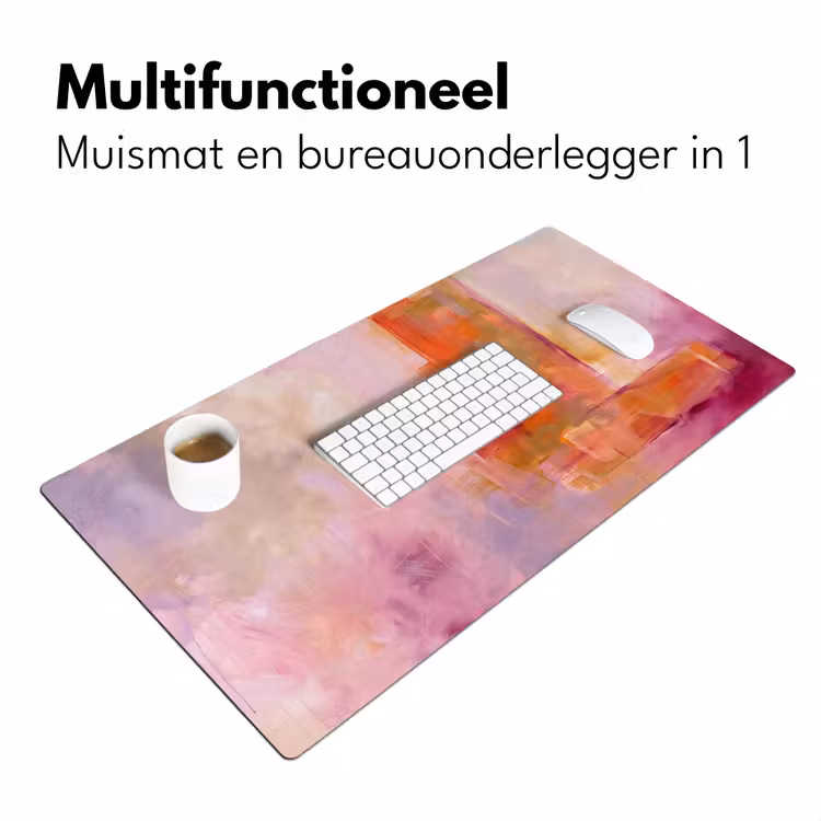 Bureau onderlegger - Abstract - Borstelstreken - Kunst - Paars - Goud — 7