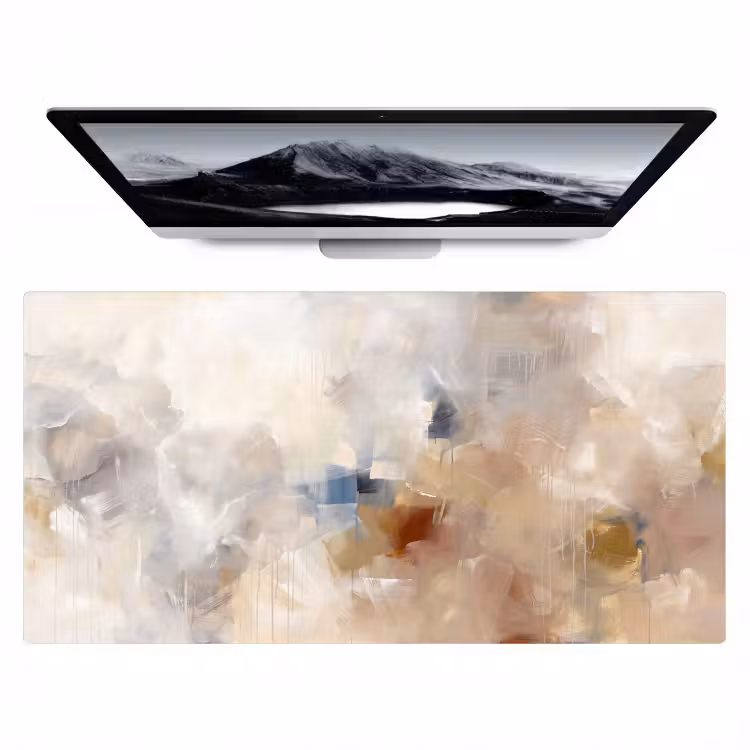 Bureau onderlegger - Abstract - Borstelstreken - Modern - Beige - Kunst — 1
