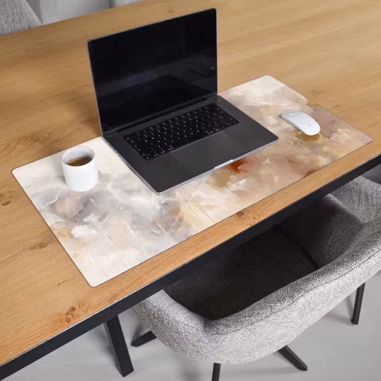 Bureau onderlegger - Abstract - Borstelstreken - Modern - Beige - Kunst — 3