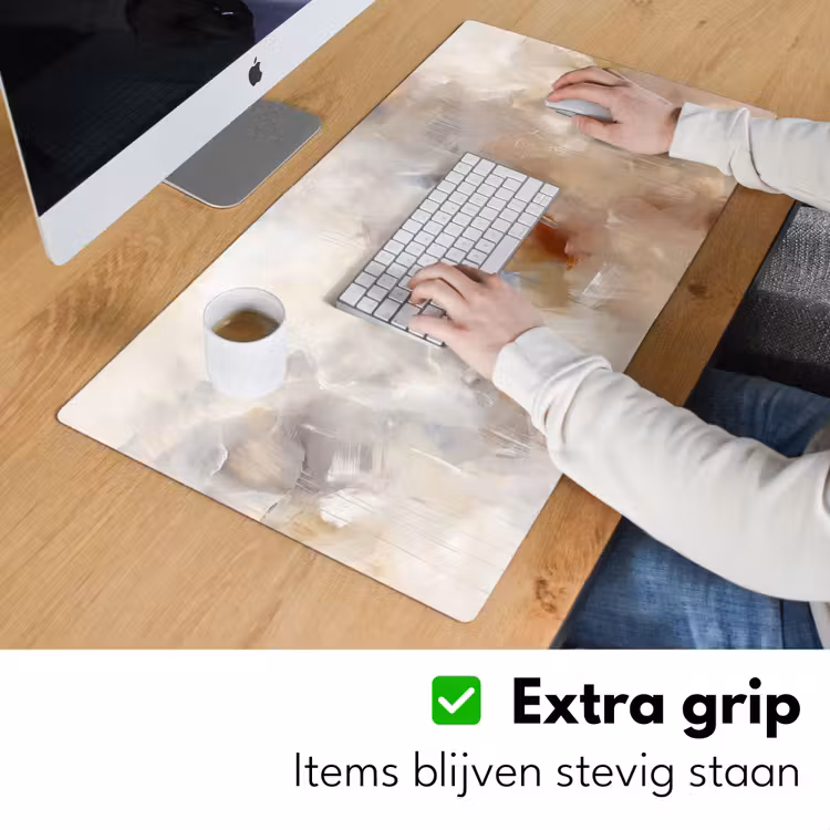 Bureau onderlegger - Abstract - Borstelstreken - Modern - Beige - Kunst — 6