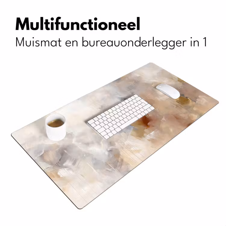 Bureau onderlegger - Abstract - Borstelstreken - Modern - Beige - Kunst — 7