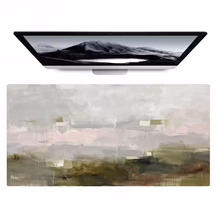 Bureau onderlegger - Abstract - Gelaagd - Kunst - Modern - Grijs-Groen — 1