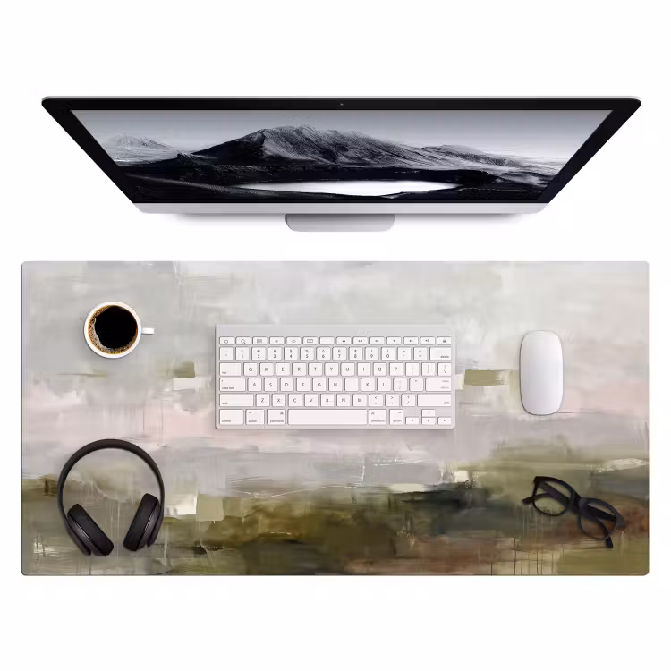 Bureau onderlegger - Abstract - Gelaagd - Kunst - Modern - Grijs-Groen — 4