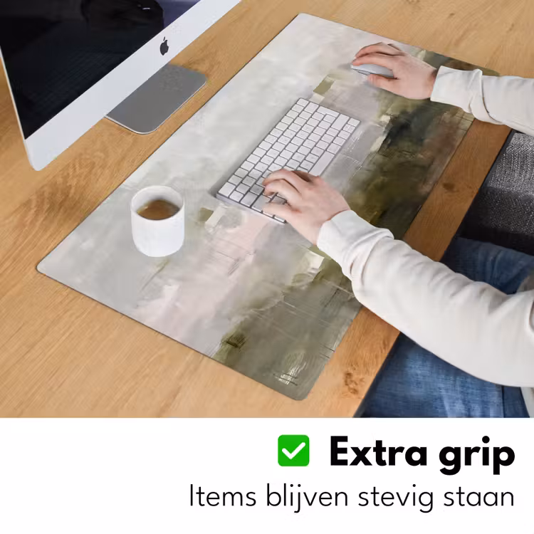 Bureau onderlegger - Abstract - Gelaagd - Kunst - Modern - Grijs-Groen — 6