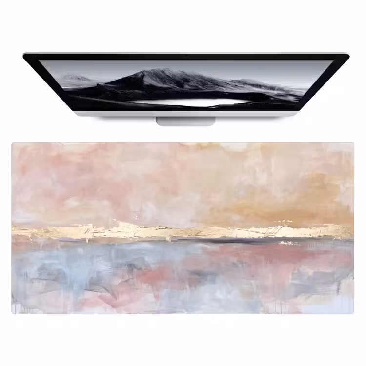 Bureau onderlegger - Abstract - Horizontaal - Kunst - Roze - Goud — 1