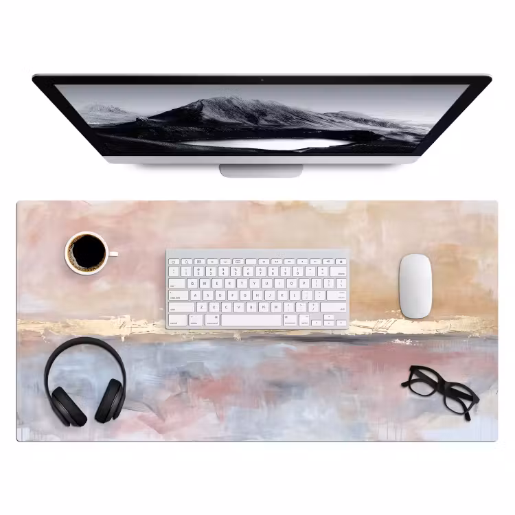 Bureau onderlegger - Abstract - Horizontaal - Kunst - Roze - Goud — 4