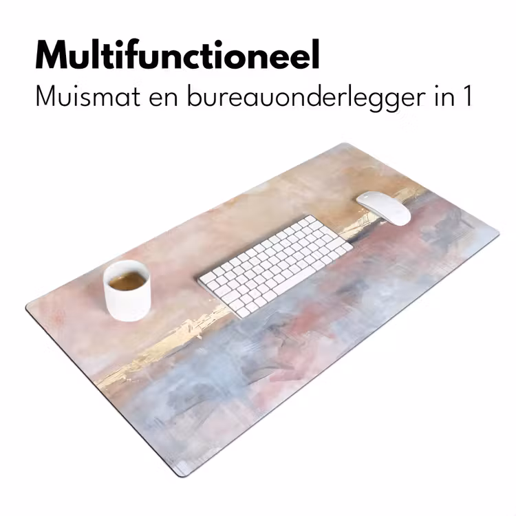 Bureau onderlegger - Abstract - Horizontaal - Kunst - Roze - Goud — 7