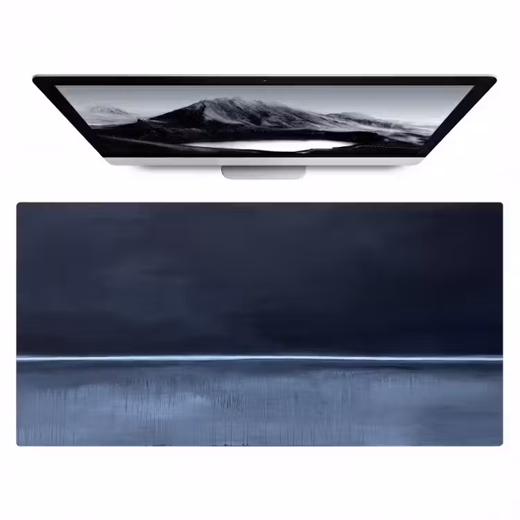 Bureau onderlegger - Abstract - Horizontale lijn - Minimalistisch - Donkerblauw - Kunst — 1
