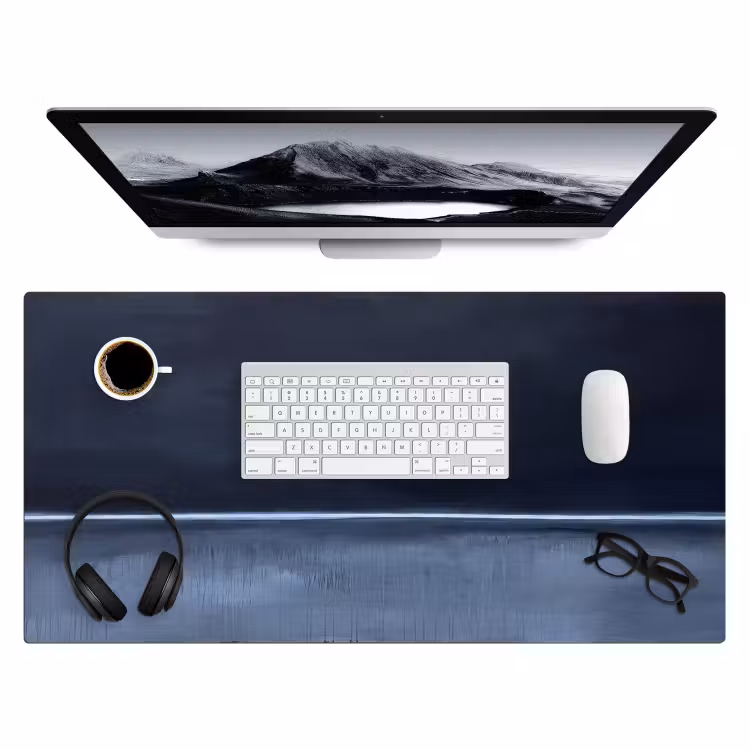 Bureau onderlegger - Abstract - Horizontale lijn - Minimalistisch - Donkerblauw - Kunst — 4