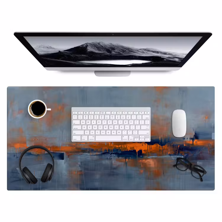 Bureau onderlegger - Abstract - Kleuren - Modern - Oranje - Grijs — 4