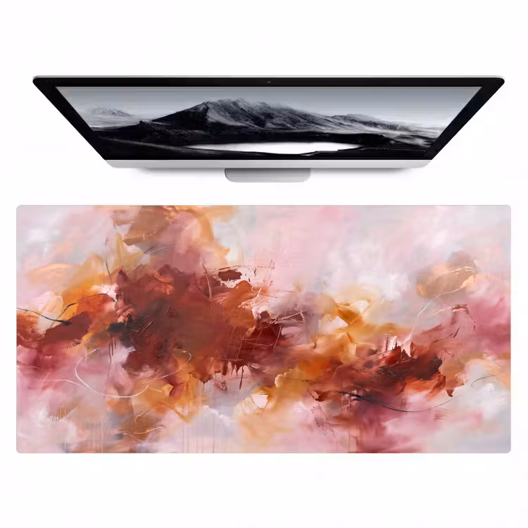 Bureau onderlegger - Abstract - Kleurrijk - Kunst - Modern - Roze-Rood — 1