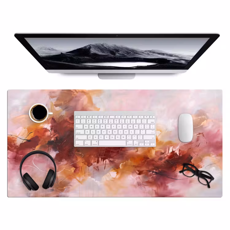Bureau onderlegger - Abstract - Kleurrijk - Kunst - Modern - Roze-Rood — 4
