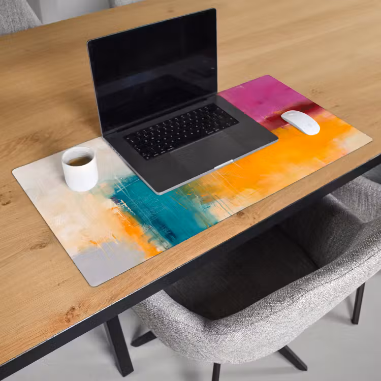 Bureau onderlegger - Abstract - Kleurrijk - Modern - Kunst - Oranje — 3