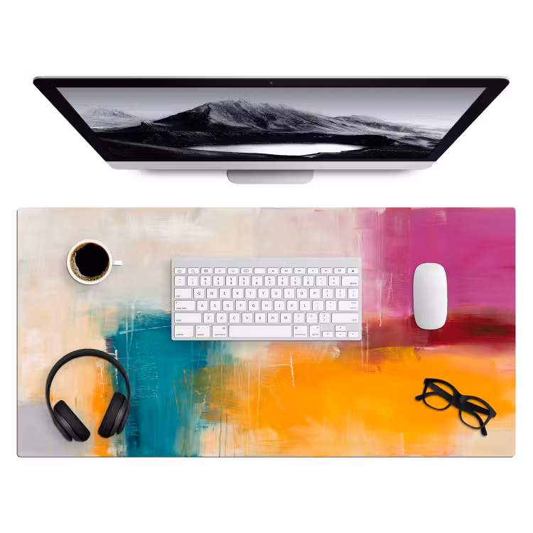 Bureau onderlegger - Abstract - Kleurrijk - Modern - Kunst - Oranje — 4
