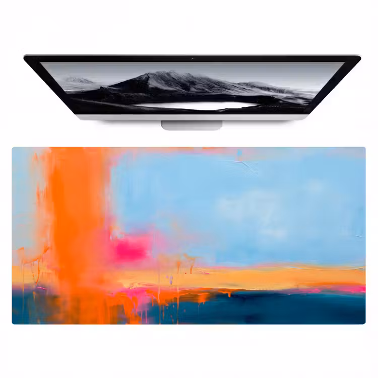Bureau onderlegger - Abstract - Kleurvlakken - Modern - Oranje - Blauw — 1