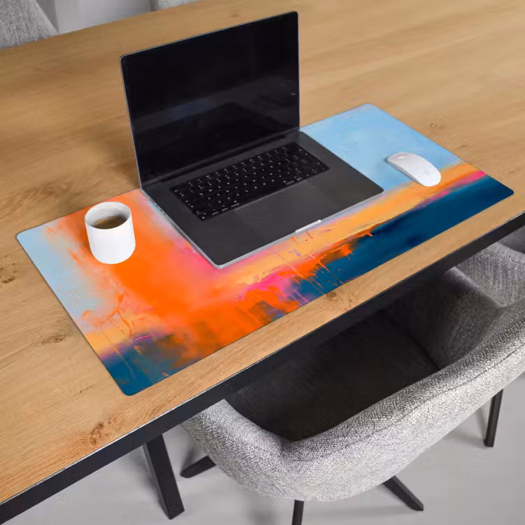 Bureau onderlegger - Abstract - Kleurvlakken - Modern - Oranje - Blauw — 3