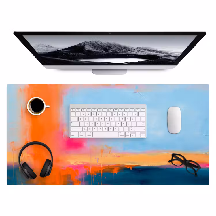 Bureau onderlegger - Abstract - Kleurvlakken - Modern - Oranje - Blauw — 4