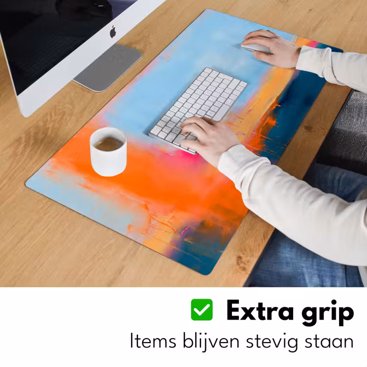 Bureau onderlegger - Abstract - Kleurvlakken - Modern - Oranje - Blauw — 6