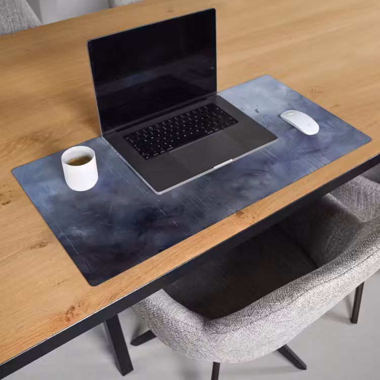 Bureau onderlegger - Abstract - Kwaststreken - Modern - Kunst - Grijs — 3