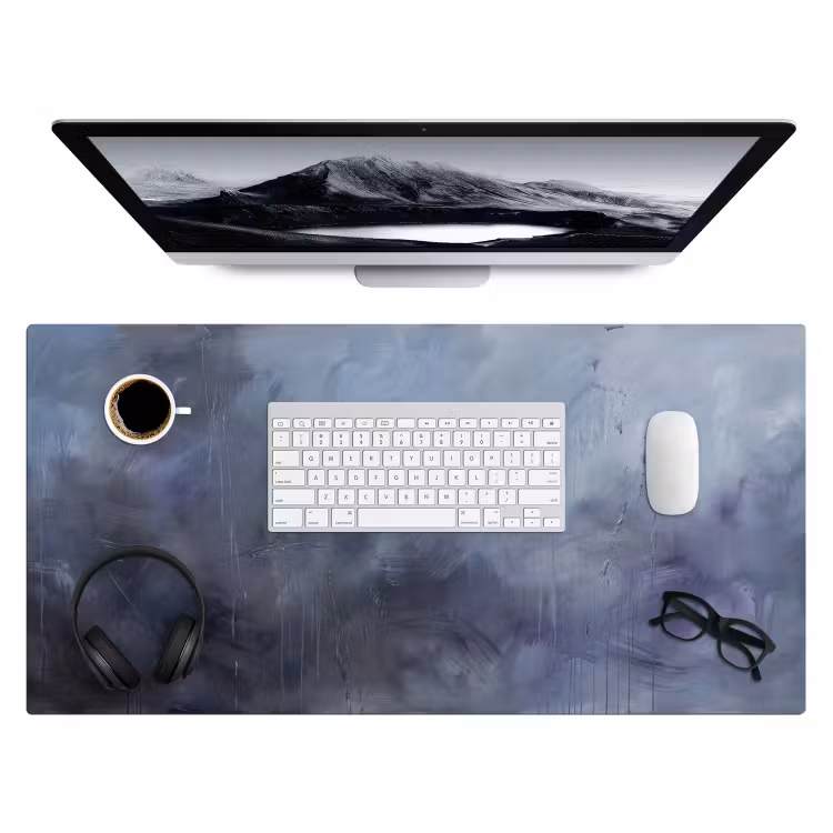 Bureau onderlegger - Abstract - Kwaststreken - Modern - Kunst - Grijs — 4