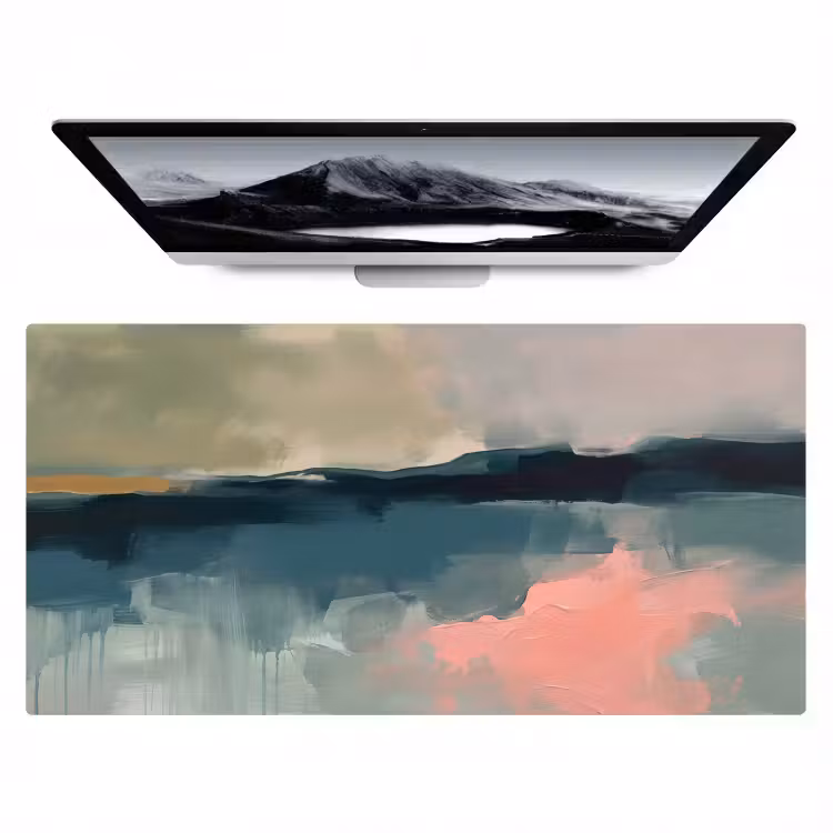 Bureau onderlegger - Abstract - Landschap - Kunst - Modern - Groen - Blauw — 1
