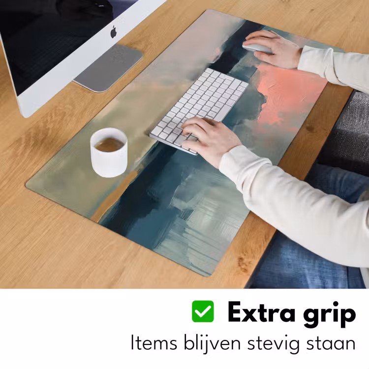 Bureau onderlegger - Abstract - Landschap - Kunst - Modern - Groen - Blauw — 6