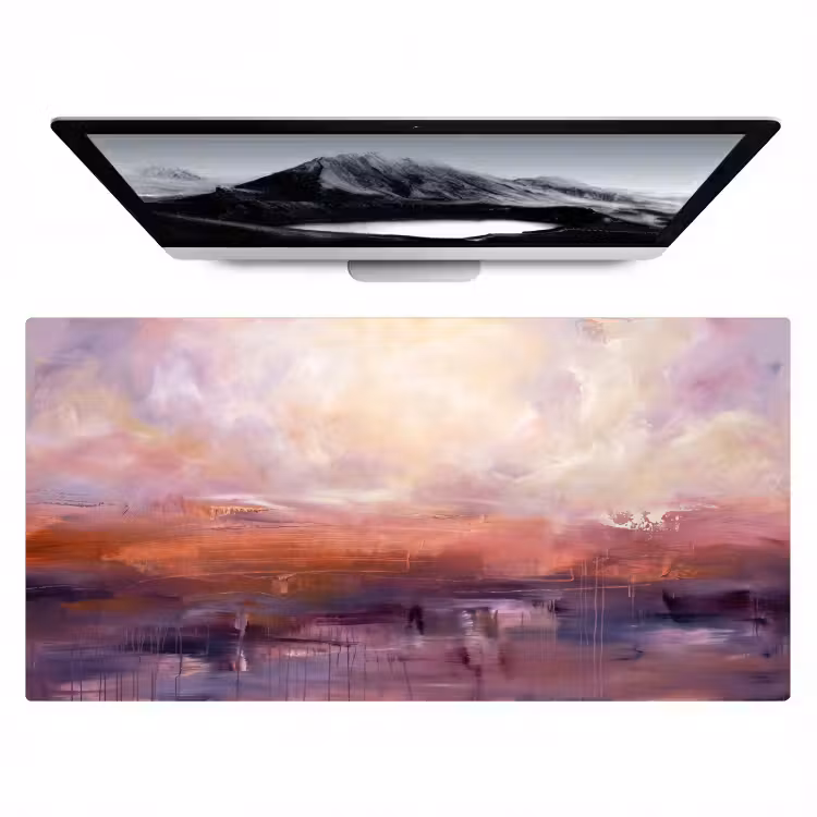 Bureau onderlegger - Abstract - Landschap - Modern - Paars - Oranje — 1