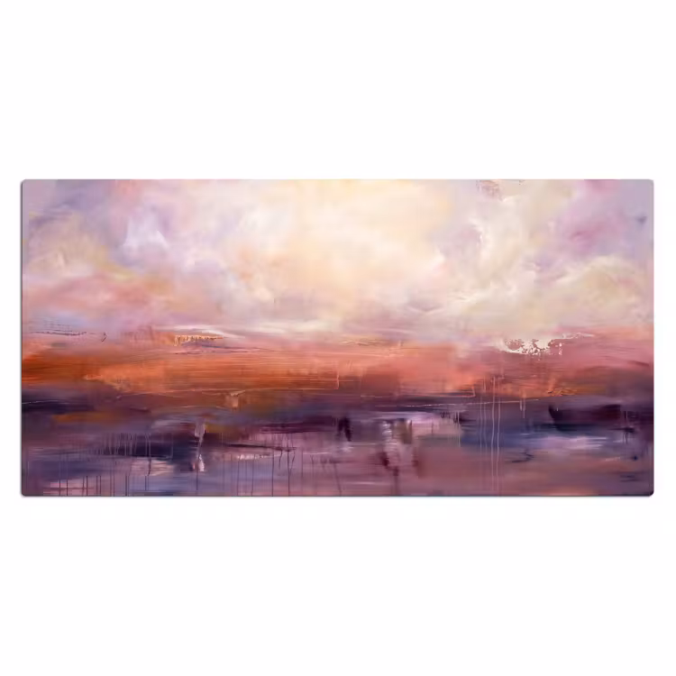 Bureau onderlegger - Abstract - Landschap - Modern - Paars - Oranje — 2
