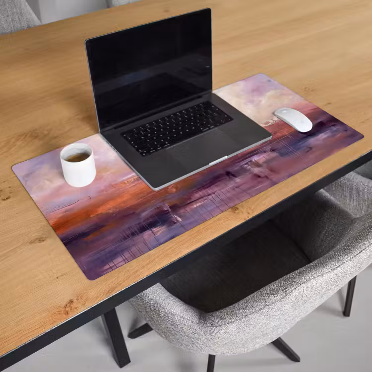 Bureau onderlegger - Abstract - Landschap - Modern - Paars - Oranje — 3