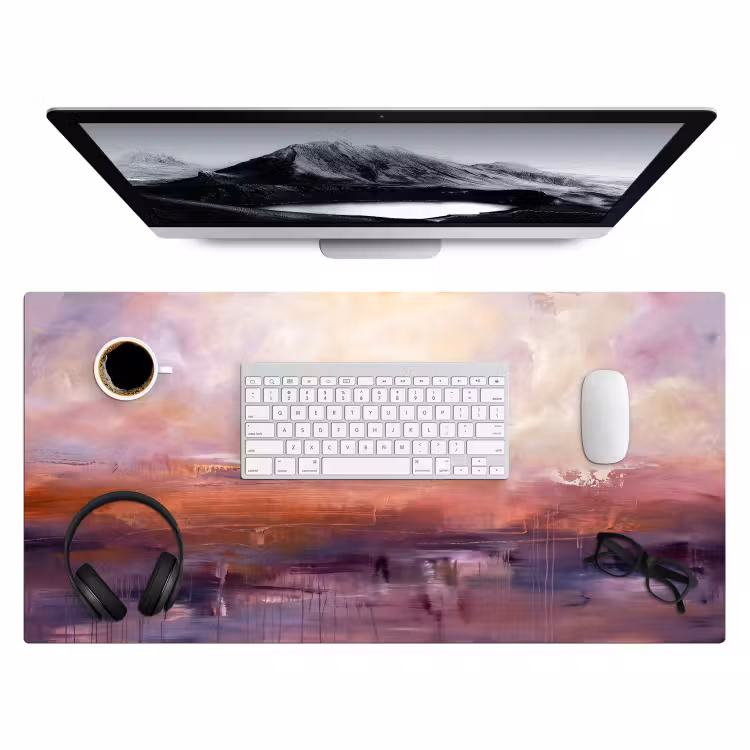 Bureau onderlegger - Abstract - Landschap - Modern - Paars - Oranje — 4