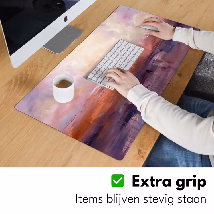 Bureau onderlegger - Abstract - Landschap - Modern - Paars - Oranje — 6