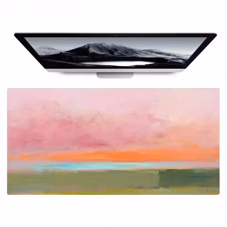 Bureau onderlegger - Abstract - Landschap - Modern - Roze - Oranje — 1