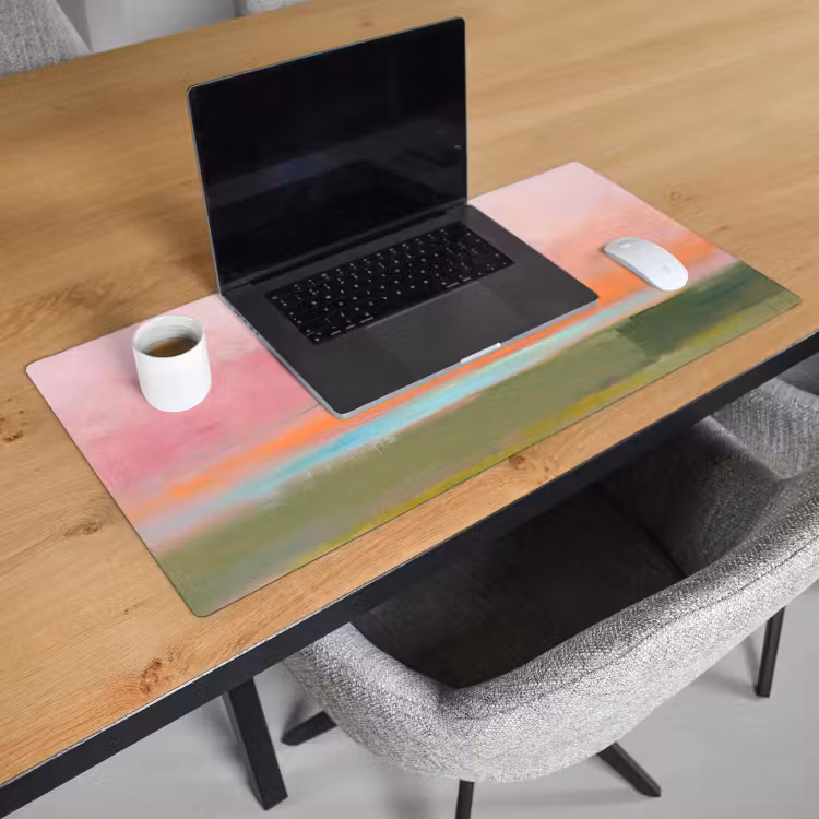 Bureau onderlegger - Abstract - Landschap - Modern - Roze - Oranje — 3