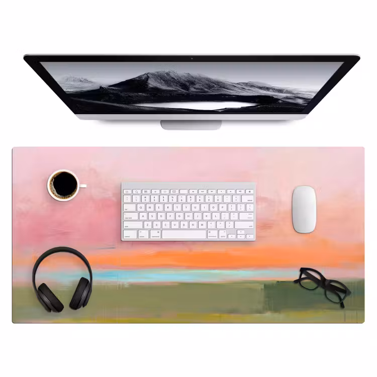 Bureau onderlegger - Abstract - Landschap - Modern - Roze - Oranje — 4