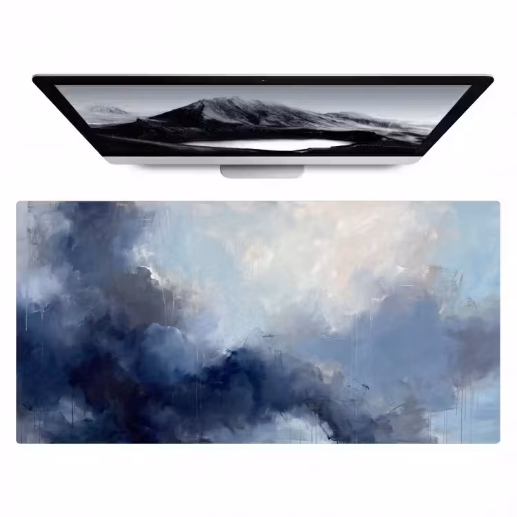 Bureau onderlegger - Abstract - Wolken - Modern - Blauw - Kunst — 1