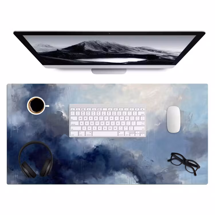 Bureau onderlegger - Abstract - Wolken - Modern - Blauw - Kunst — 4
