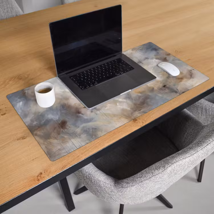 Bureau onderlegger - Abstract - Wolken - Sfeervol - Beige - Grijs — 3