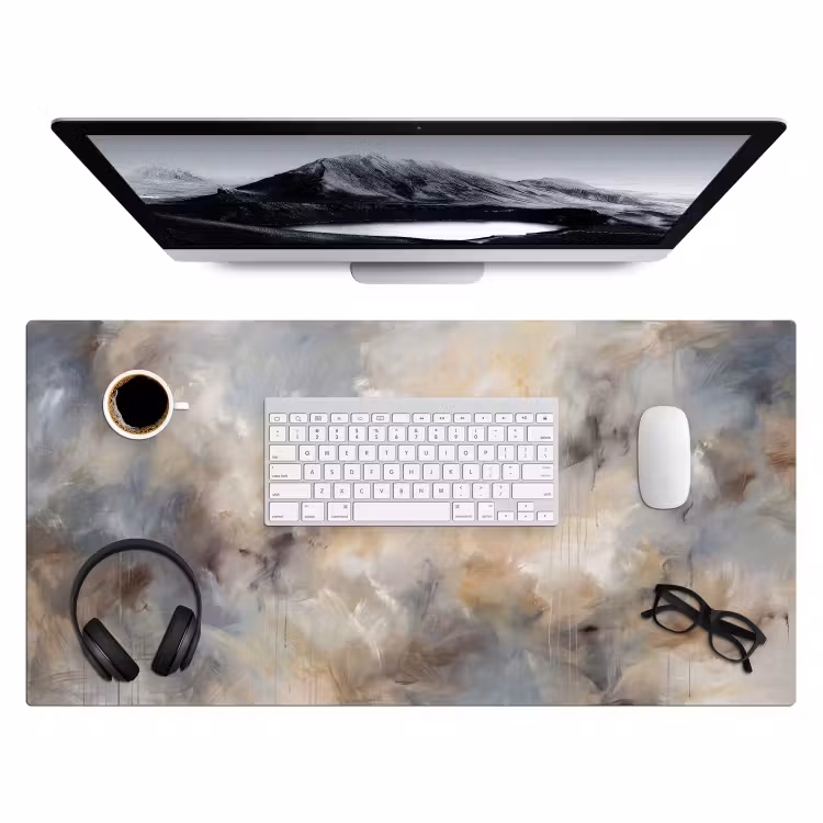 Bureau onderlegger - Abstract - Wolken - Sfeervol - Beige - Grijs — 4