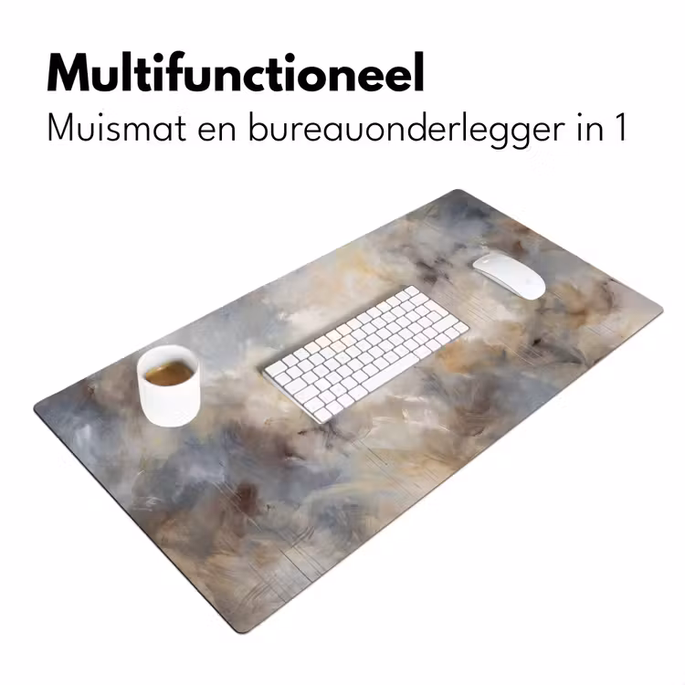 Bureau onderlegger - Abstract - Wolken - Sfeervol - Beige - Grijs — 7