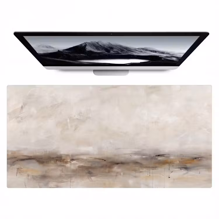 Bureau onderlegger - Abstrakt - Landschap - Modern - Beige - Kunst — 1
