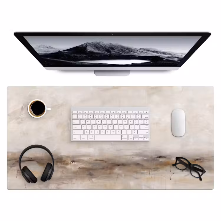 Bureau onderlegger - Abstrakt - Landschap - Modern - Beige - Kunst — 4