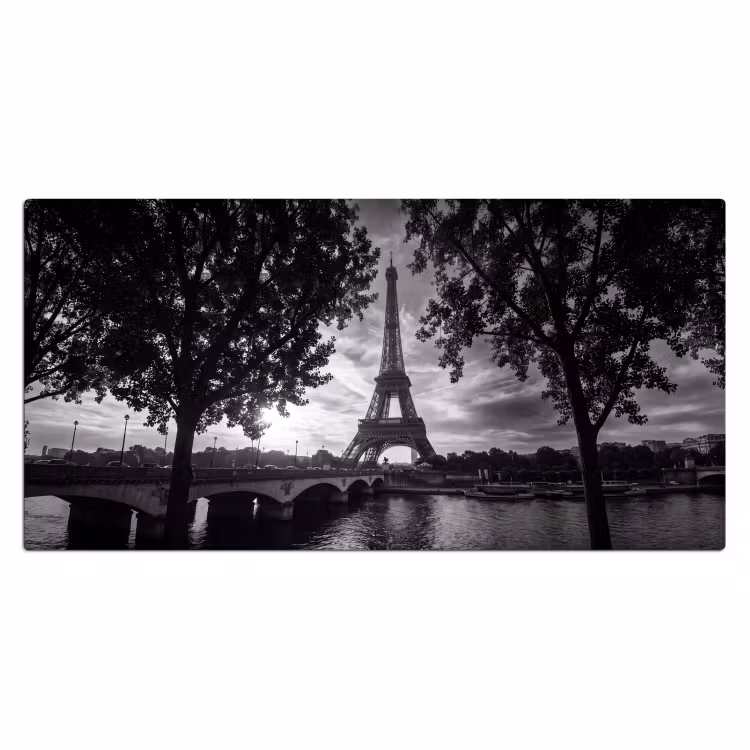 Bureau onderlegger - Eiffeltoren - Parijs - Rivier - Architectuur - Zwart-wit — 2