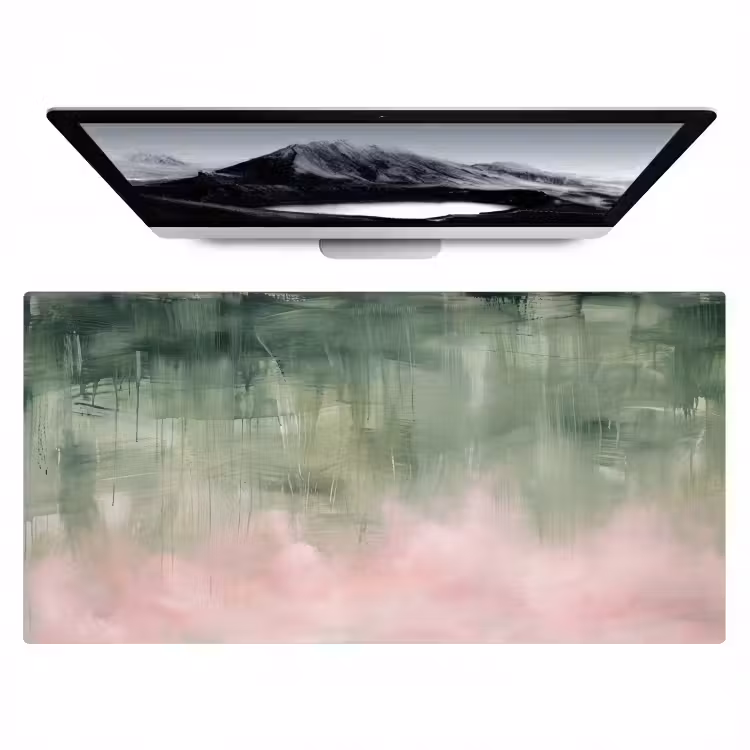 Bureau onderlegger - Kunst - Abstract - Modern - Groen - Roze — 1