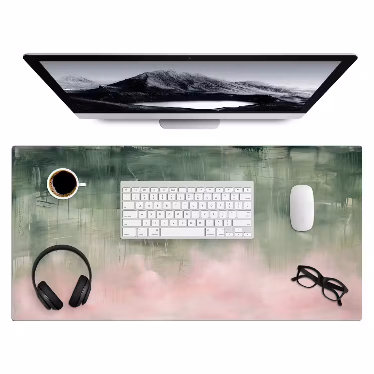 Bureau onderlegger - Kunst - Abstract - Modern - Groen - Roze — 4