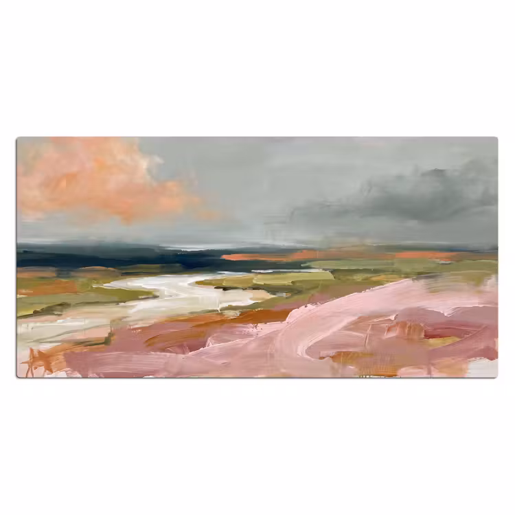 Bureau onderlegger - Landschap - Rivier - Abstract - Roze - Groen — 2