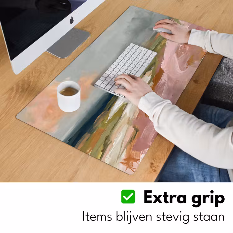 Bureau onderlegger - Landschap - Rivier - Abstract - Roze - Groen — 6