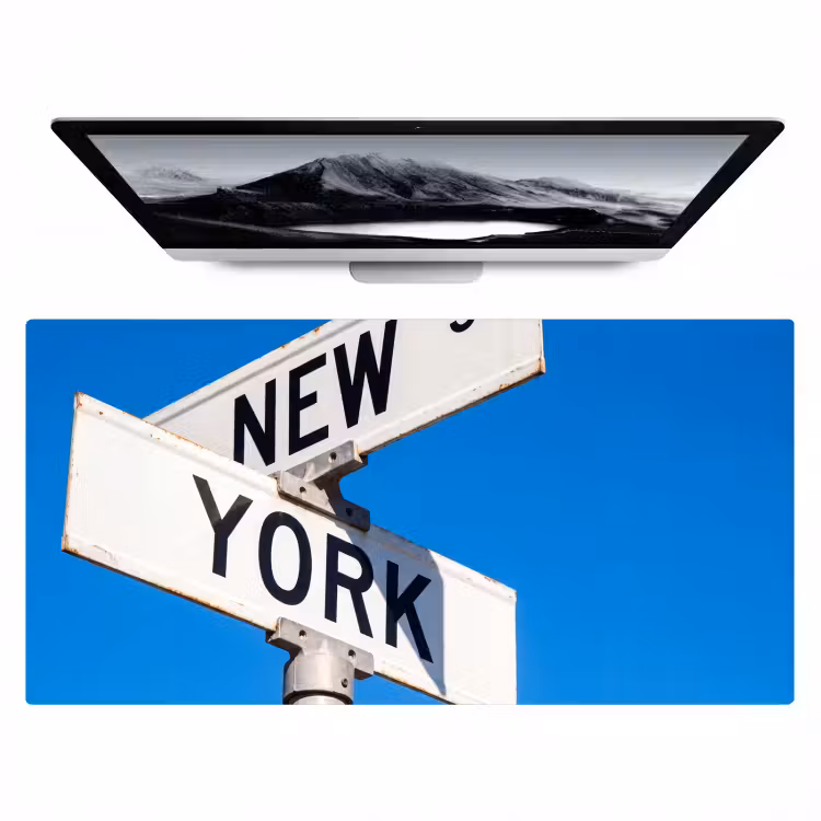 Bureau onderlegger - New York - Straatbord - Stad - Urban - Blauw — 1