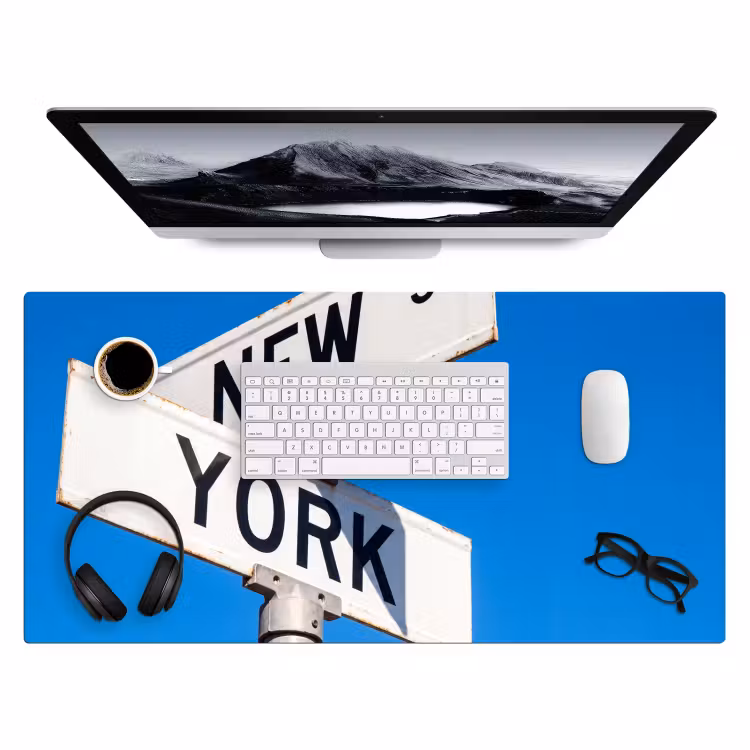 Bureau onderlegger - New York - Straatbord - Stad - Urban - Blauw — 4