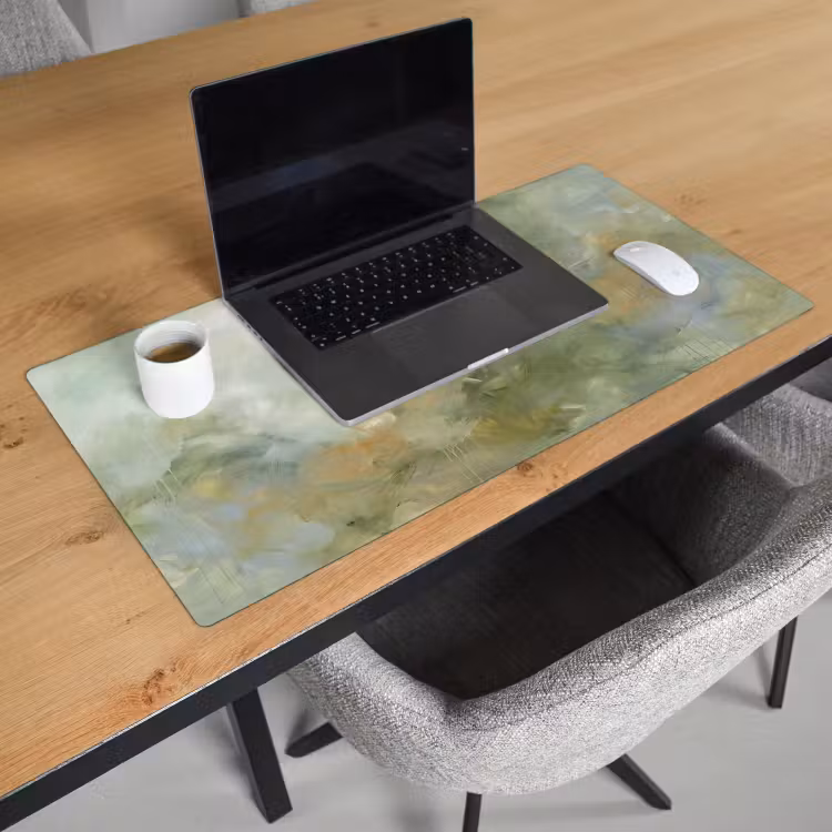 Bureau onderlegger - Abstract - Groen - Beige - Modern - Kunst — 3