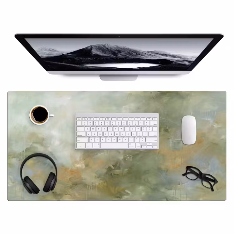 Bureau onderlegger - Abstract - Groen - Beige - Modern - Kunst — 4